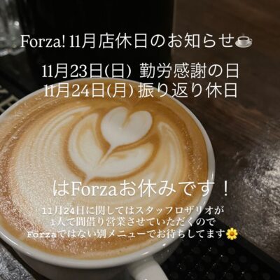 11月店休日のお知らせ️